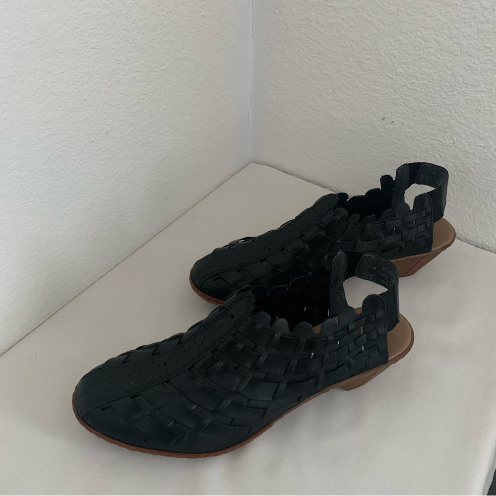 Rieker, Black Woven Heeled Comfortable Shoes, Size 39 EU or Size 8